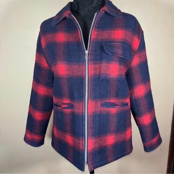 ZARA GIRLS Red & Navy Plaid Zip Up Collared Jacket Size 13/14 - Picture 1 of 10
